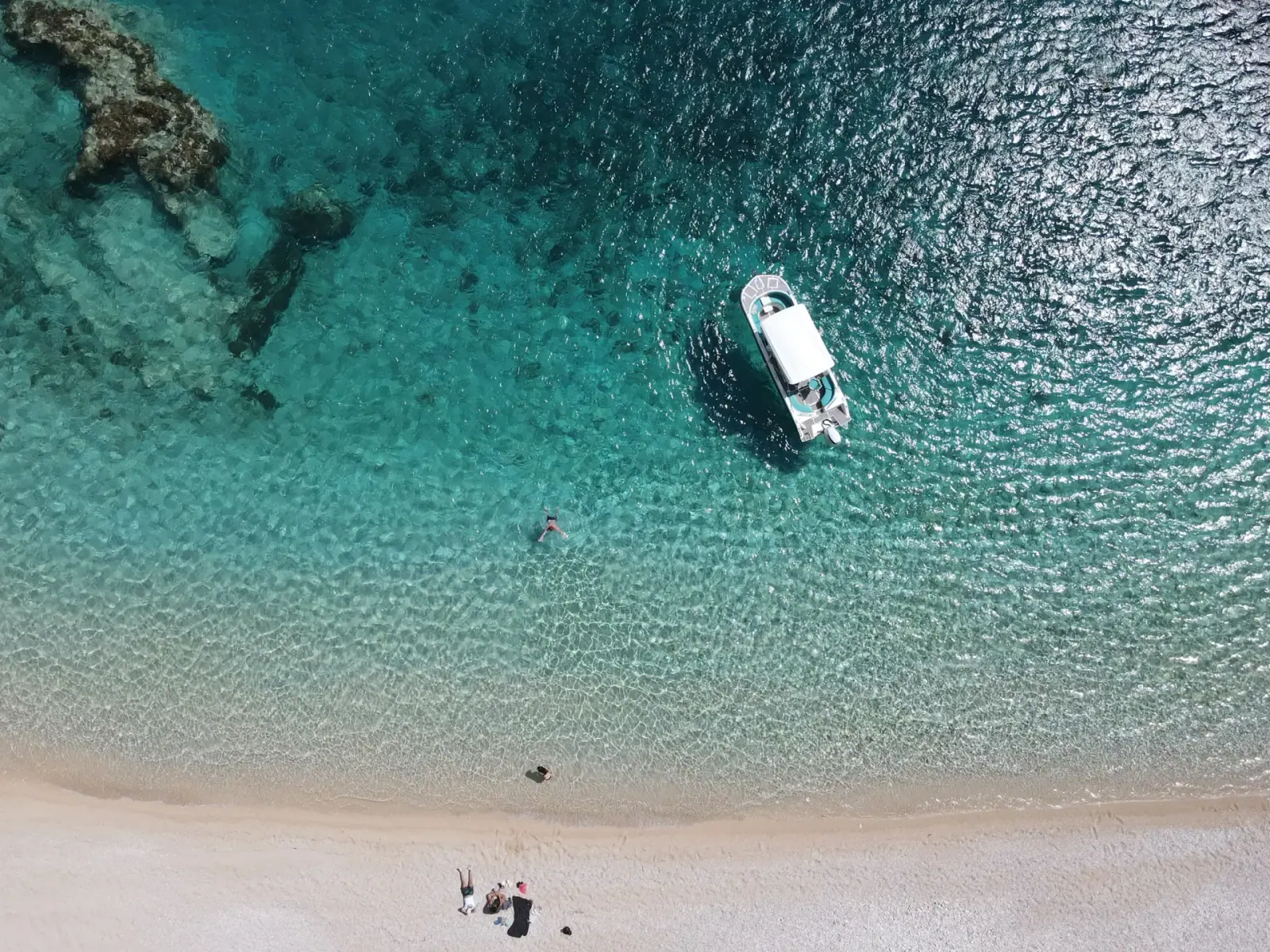 Aerial view of a canyon cove on the Karaburun Peninsula's limestone coast