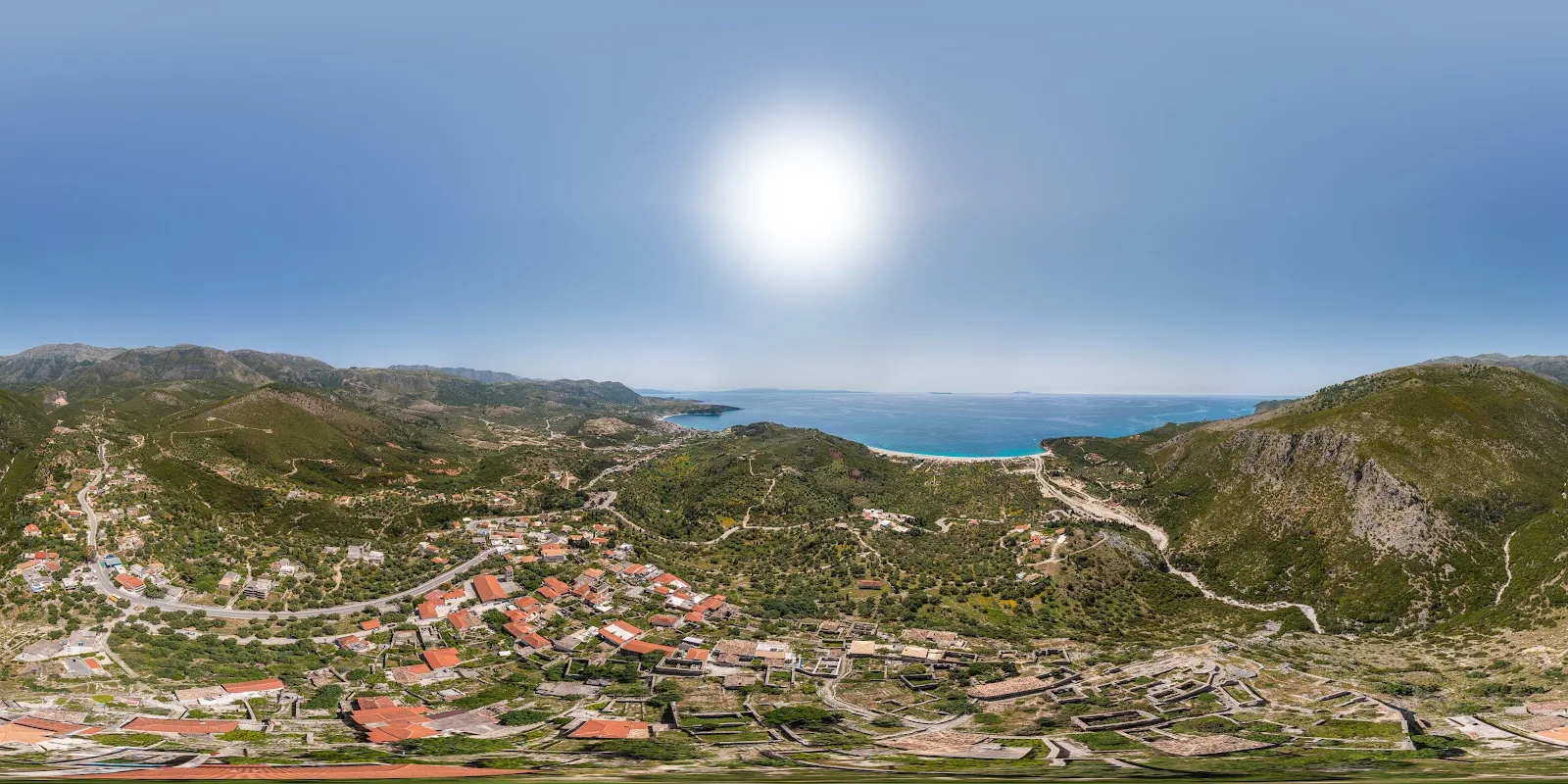 View from Himara Castle over Spile Bay and the modern town