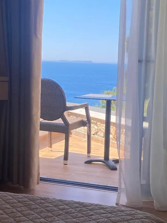 Panoramic view of Himara Bay from Alex Boutique Hotel