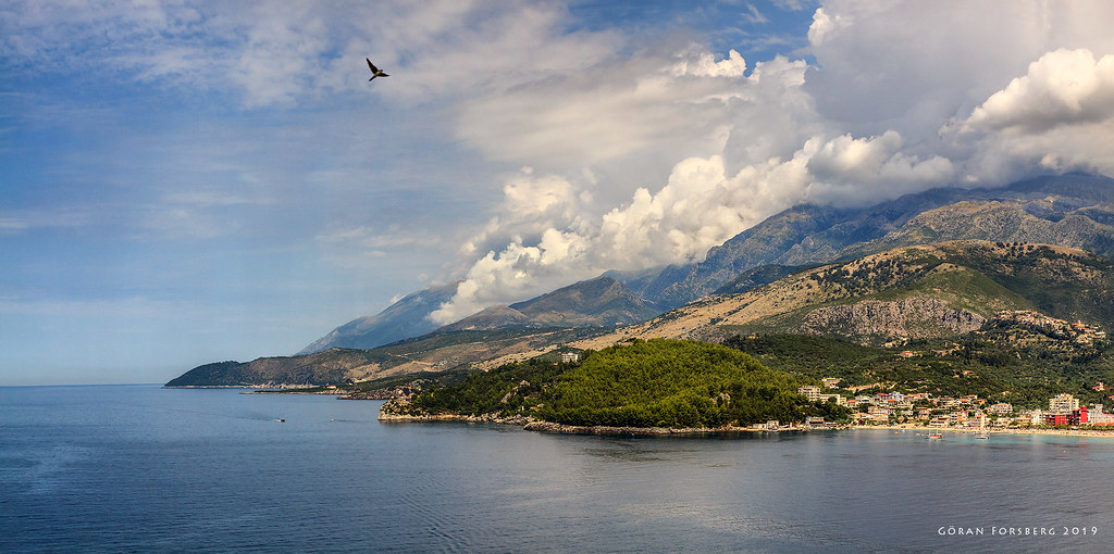 Himara bay aerial coastline view