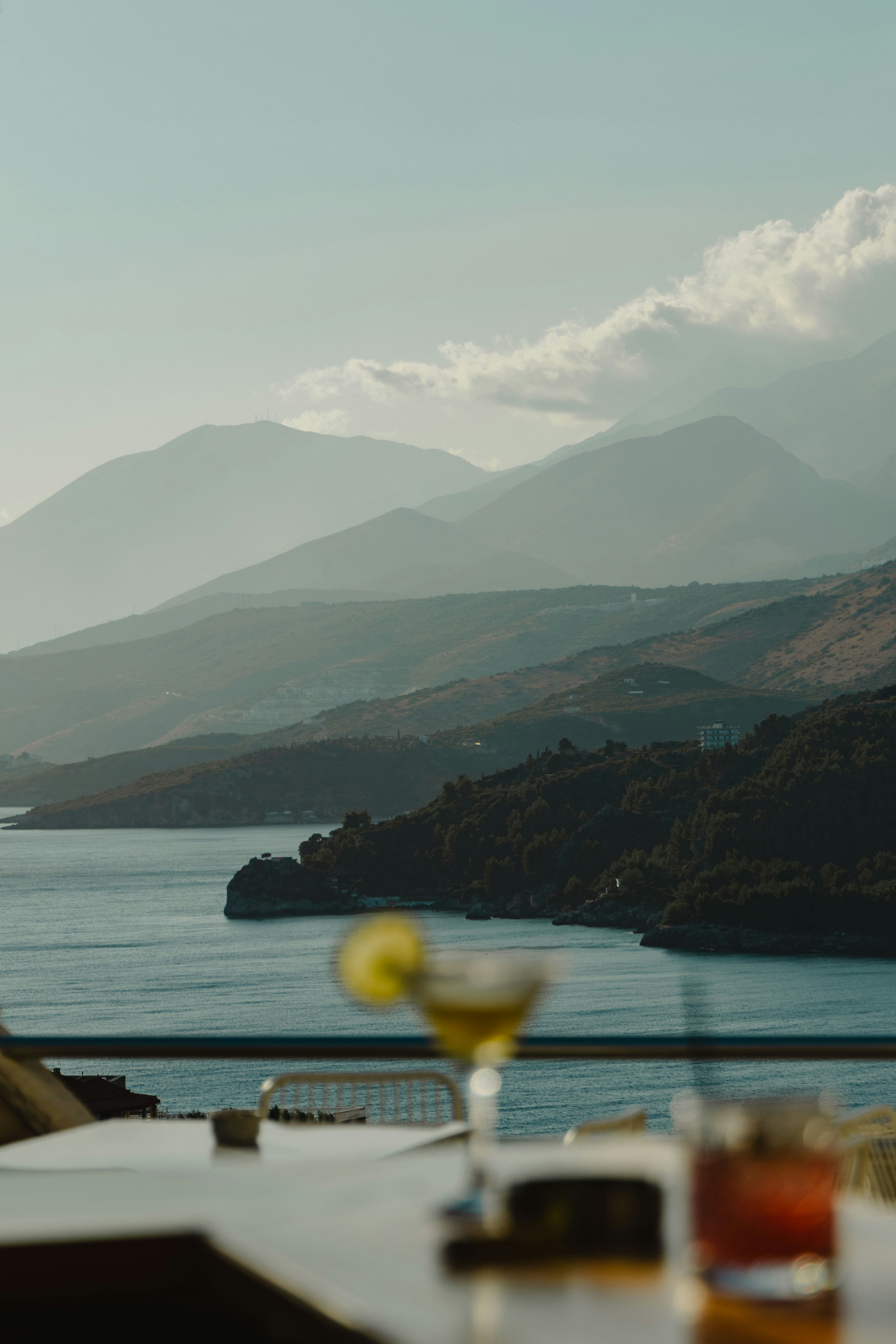 Himara waterfront terrace overlooking the Ionian Sea coastline