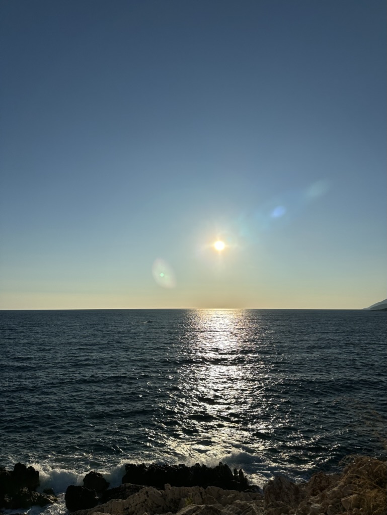 Aerial view of Llamani Beach turquoise waters between Himara and Dhermi
