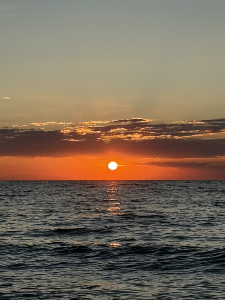 Sunset view over the Albanian Riviera coastline near Saranda