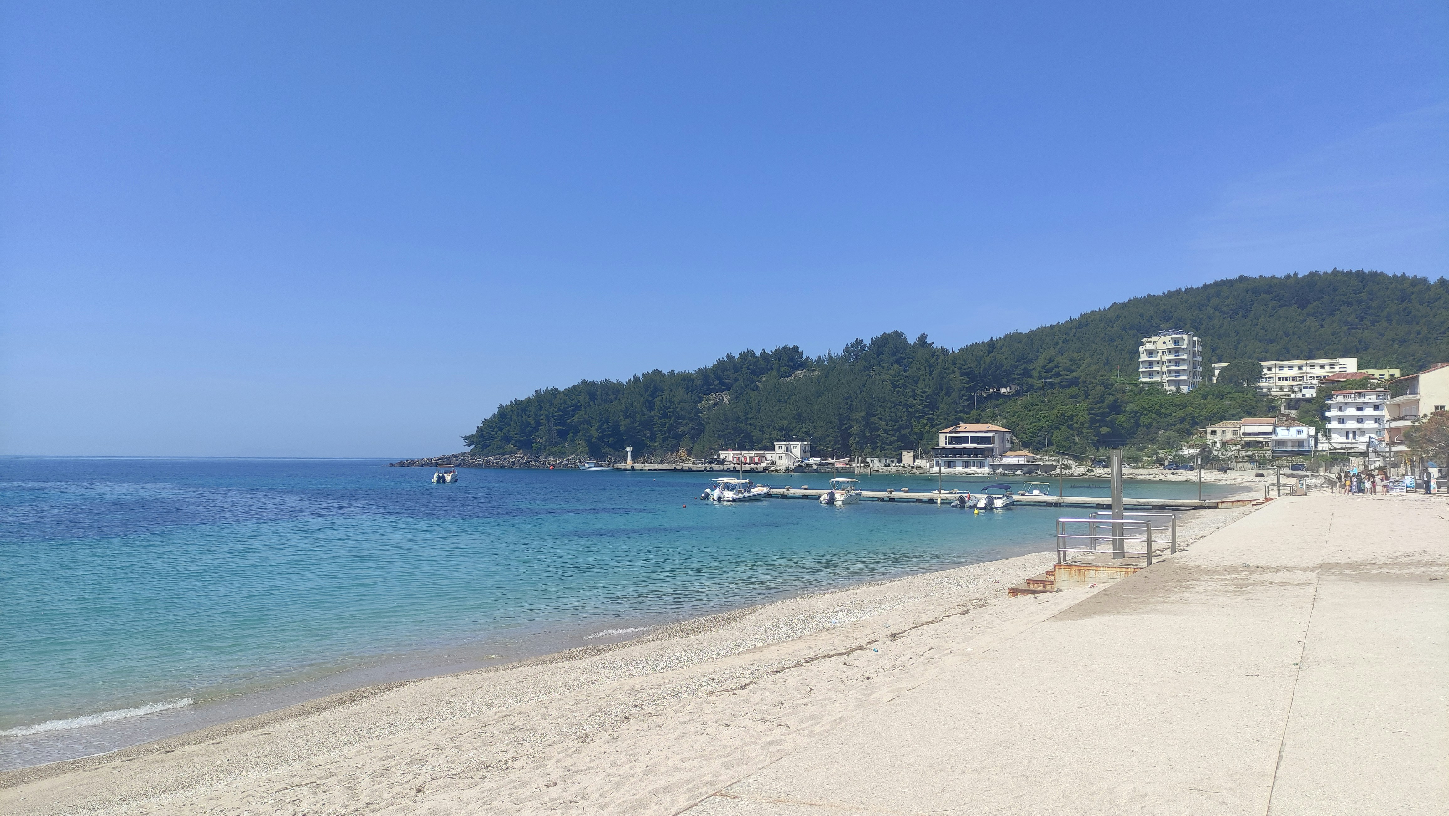 Himara spile beach pier town — himara without car guide