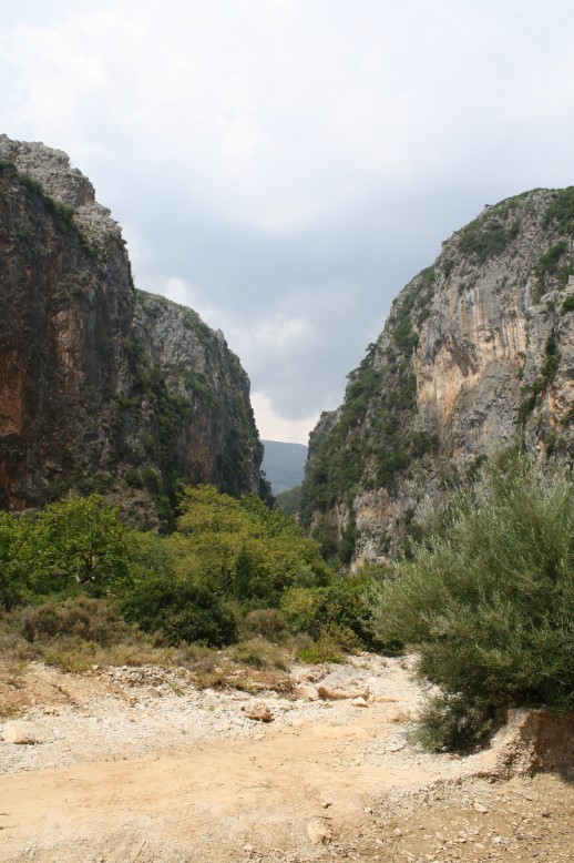 Narrow canyon trail leading to Gjipe Beach on the Albanian Riviera