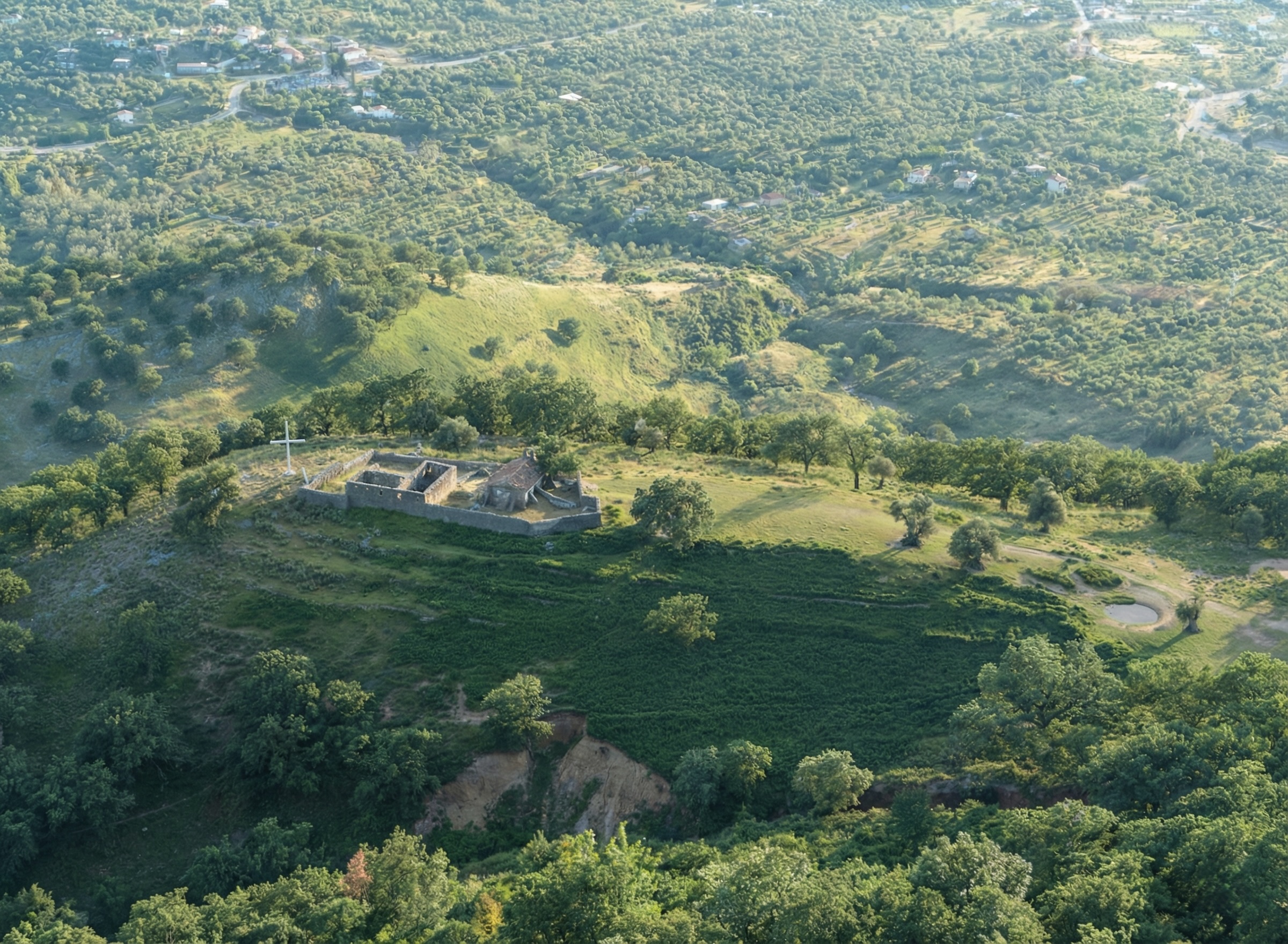 Panoramic view of Himara and the surrounding mountains where Athali Monastery is located