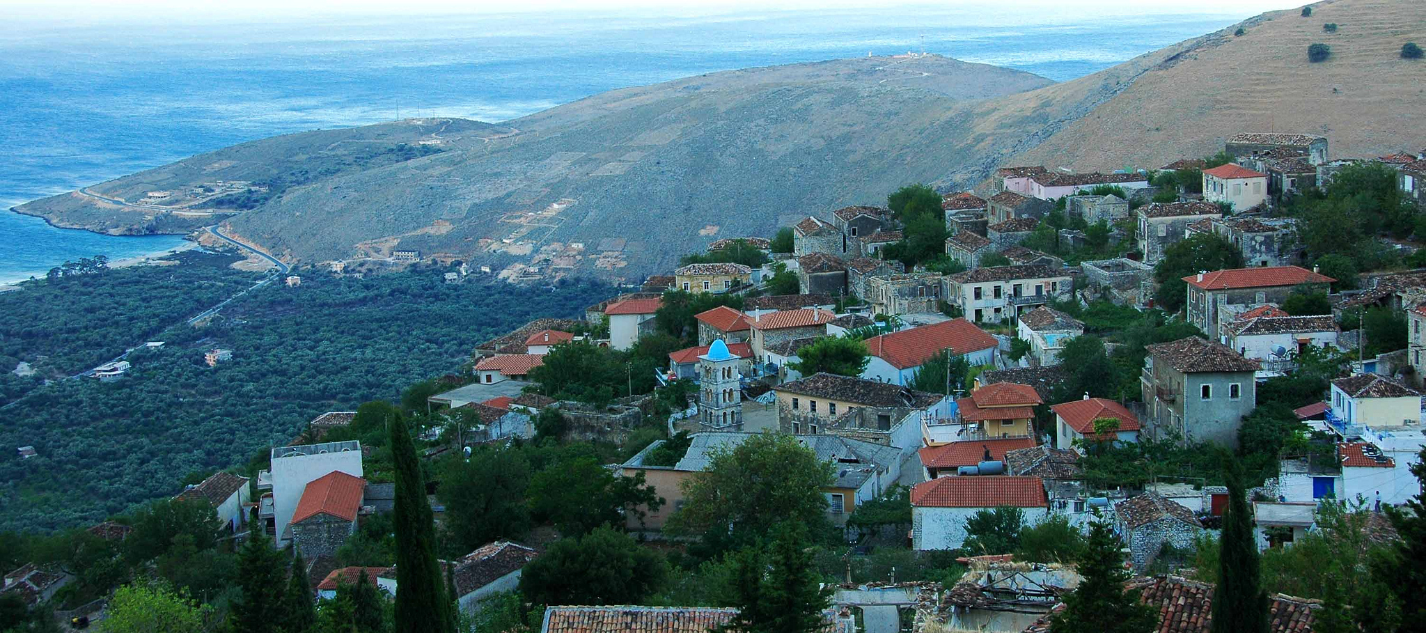 Stone houses and cobblestone streets of Gjirokaster UNESCO city