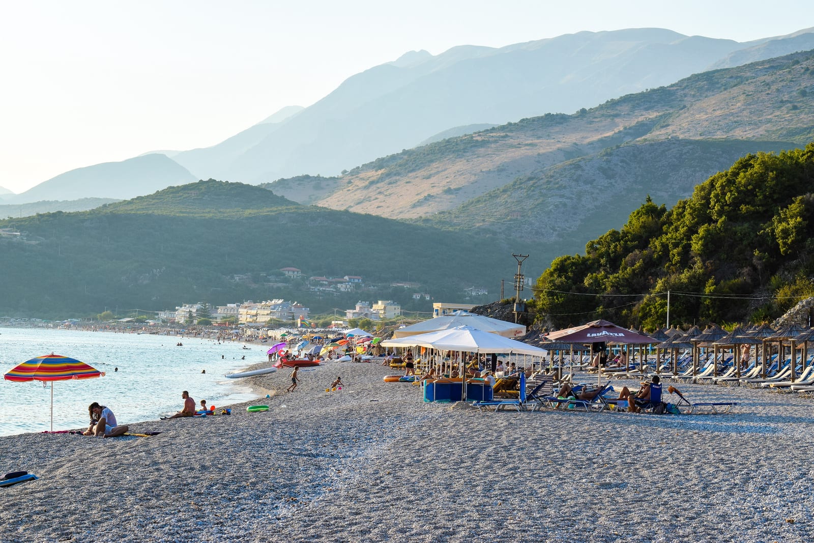 Livadhi Beach near Himara on a clear day with calm sea