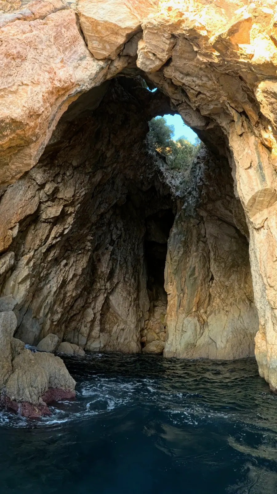 Pirate's Cave sea entrance on the Albanian Riviera coast