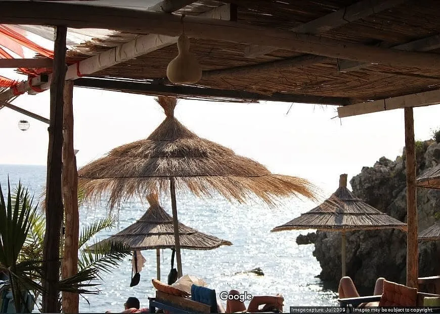 Rescue beach club on Himara beach at night