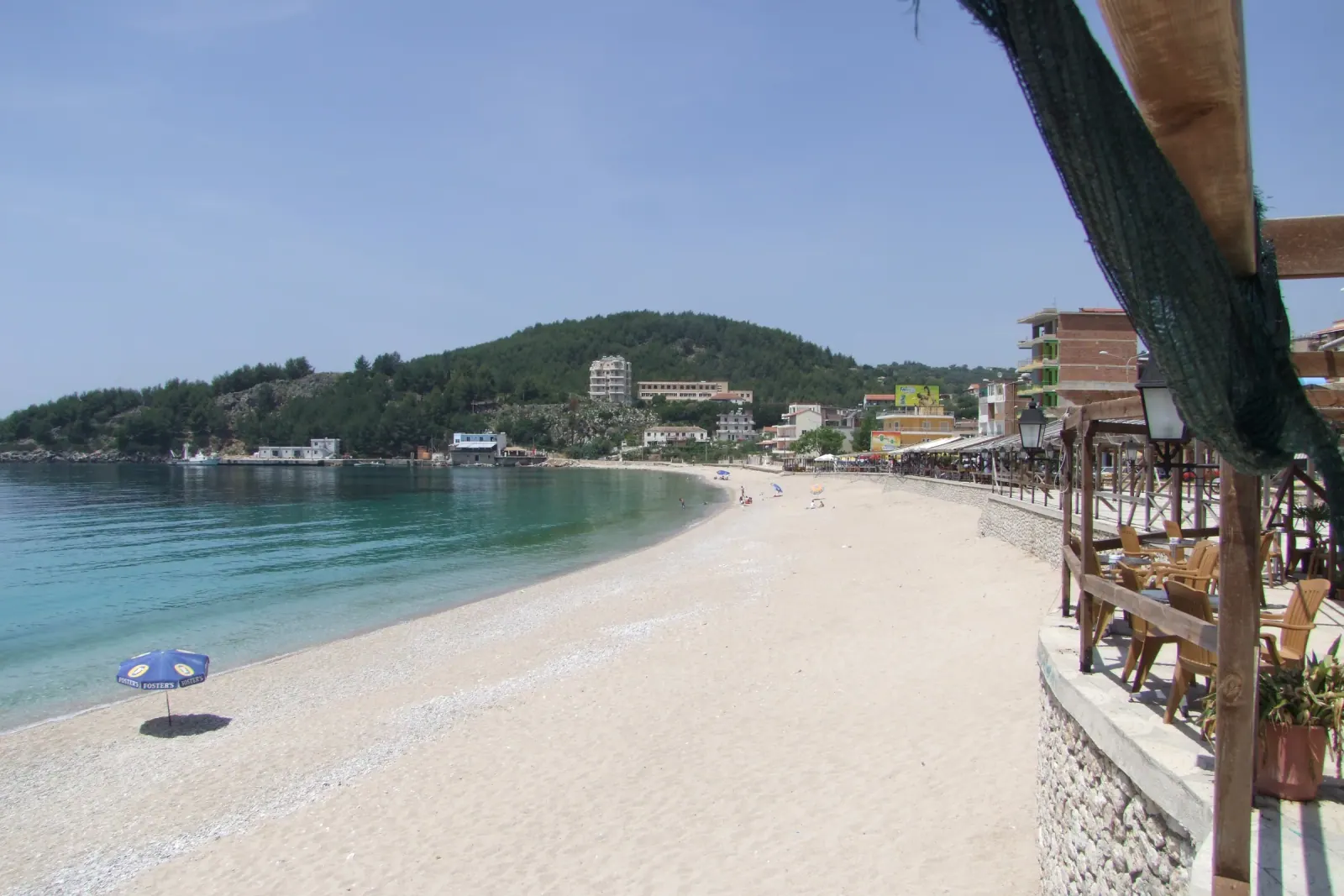 Himara coastline on the Albanian Riviera, with the Ionian Sea and Ceraunian Mountains