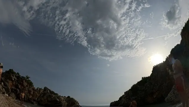 White-pebble Dhermi coast used for Drymades versus Dhermi comparison
