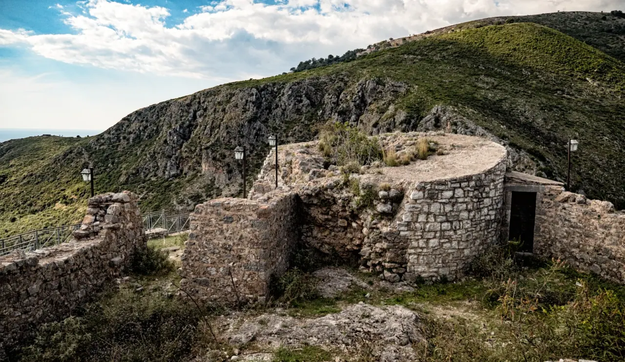 Stone ruins evoking the Ottoman fortress architecture characteristic of Gjirokaster, the UNESCO stone city of southern Albania