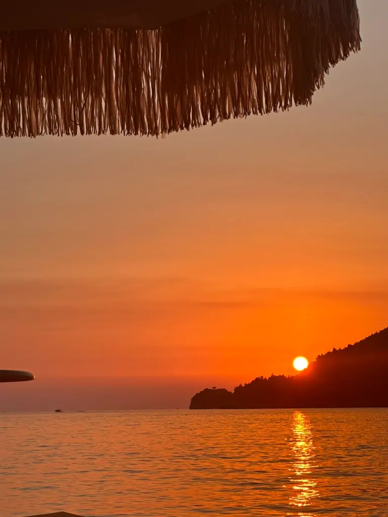 Ocean sunset view from the Albanian Riviera coast